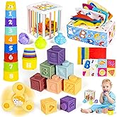 5 in 1 Montessori Baby Toys Newborn Set with Suction Cup Spinner Toy Baby Pull String for Infant Teething Building Blocks Tis