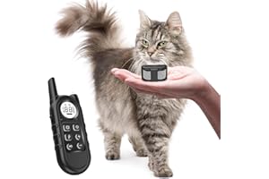 UBANINVA Tiniest Cat Shock Collar, Lightest Cat Training Collar with Remote for Small Cats 5-15lbs & Medium Large Cats/Puppies, Waterproof, Rechargeable, 1300ft Range (Black White Dot)