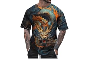 Dragon Graphic T-Shirt for Men Novelty 3D Printed Short Sleeve Summer Tshirts Fashion Funny Anime Graphic Tee Shirt