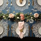 HEYOMART PVC Round Leaf Placemats Set of 4 Gold Heat Resistant view 5