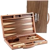 ropoda Sapele Wood Backgammon Board Game Set (15 Inches) for Adults and Kids - Classic Board Strategy Game - Portable and Tra