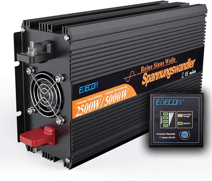 Onduleur Pur Sinus 5000W 24V/220V - Convertisseur Avec écran LCD Détachable, 2 Prises EU, Ports USB Et Type-C, Idéal Camping Et Secours