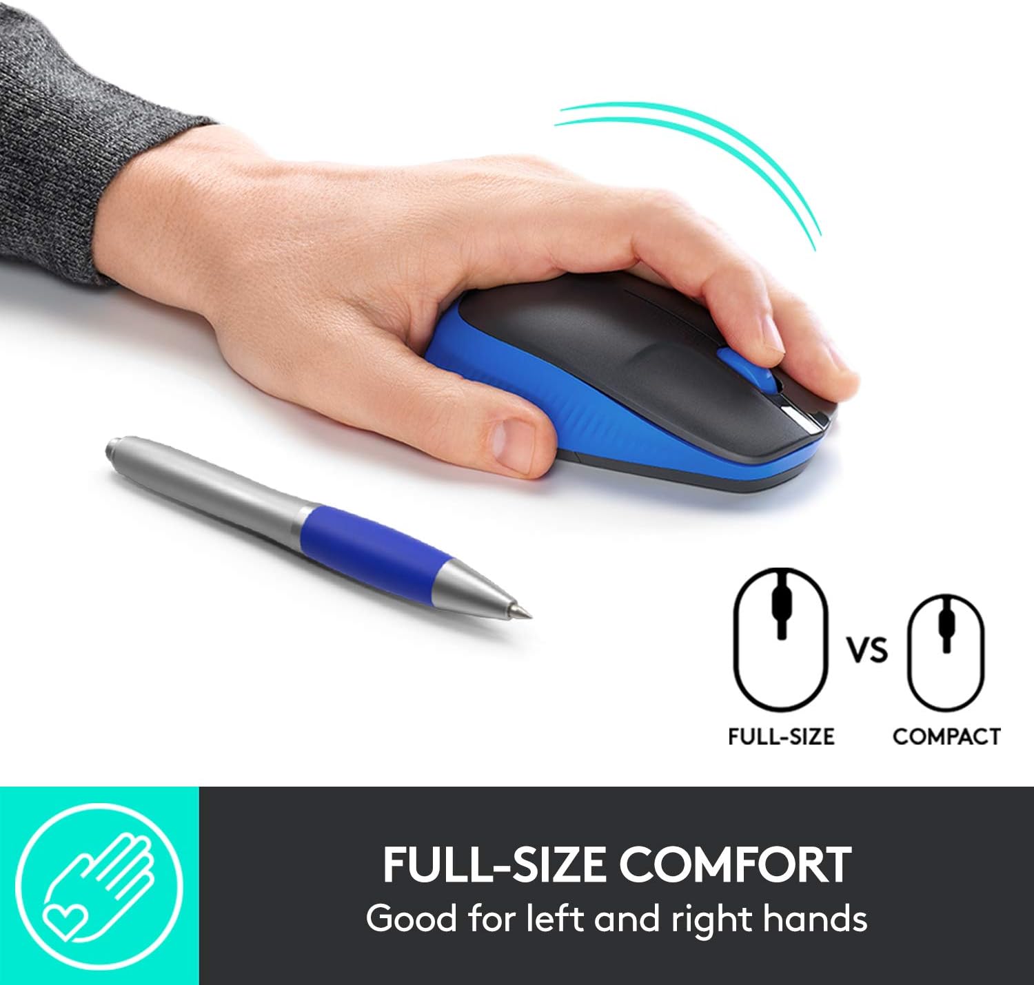 Logitech Wireless Mouse M190, Full Size Ambidextrous Curve Design, 18-Month Battery with Power Saving Mode - Image 3