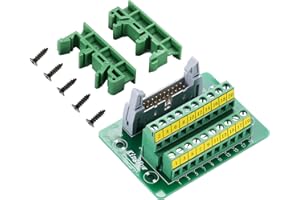 Jienk IDC20 Breakout Board 2x10 20Pins Male Header Terminal Block Connector with C45 DIN Rail Mounting feet for PLC MCU