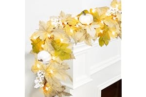 Wordtaiki Fall Garland, Lighted Maple Leaf Garland Operated with Timer for Fall Decor,Hanging Vine Garland Artificial Autumn Foliage Garland,Thanksgiving Decor for Home Halloween Christmas Party