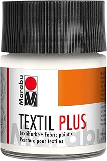 Marabu 17150005070 - Textil Plus weiß 50 ml, volldeckende Stoffmalfarbe für dunkle Stoffe, geeignet für Stoffmalerei und Stoffdruck, nach Fixierung waschbeständig bis 40 °C