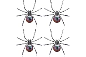 HUASAI 4~6Pcs Halloween Pins Spider Brooch for Women Gothic Jewelry Spider Pins for Costumes Party Decoration Cosplay Goth Accessories Halloween Gifts