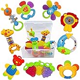 AIVIAI Baby Toys 0-6 Months Infant Toys 0-3 Months Infant Rattles Baby Rattle Teether Toy Set with Storage Box Musical rattles for Newborn Boy Girl Gifts Set with Baby's First Rattle Teether (11pcs)