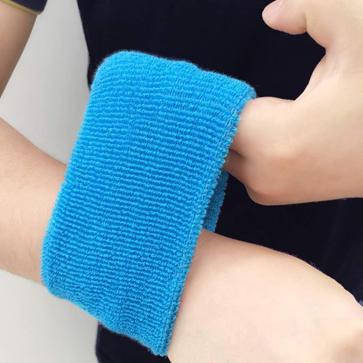 Payanwin 10 PC Sports Wristbands, Wrist Sweatbands for Men & Women, Stretchy & Sweat Absorbing Cotton Terry,Perfect for Basketball, Football, Tennis, Soccer, Running & Working Out (Black): Clothing