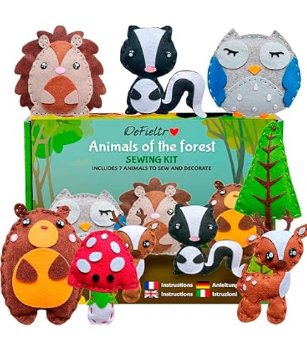 Kit Couture Animaux En Feutre DIY - 4 Modèles, Aiguille Sécurisée, Pour Enfants Débutants - Cadeau Créatif - 2