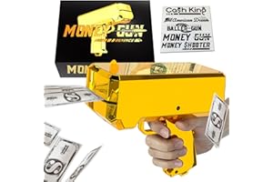 Money Gun Shooter – RUVINCE Gold Money Gun for Movies That Look Real, Prop Gun Make it Rain, Handheld Cash Gun for Game Movies Party
