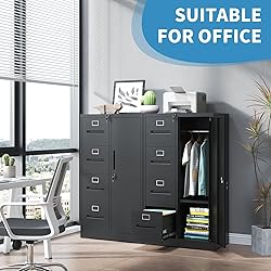 BIZOEIRON 4 Drawer File Cabinet with Lock and 1