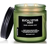 M&SENSE Eucalyptus & Mint Soy Candles for Home Scented, 11.6oz 70 Hour Burn Aromatherapy Candle Gift for Stress Relief, Meditation, Yoga, Relaxing SPA, Reusable Jar for Men and Women