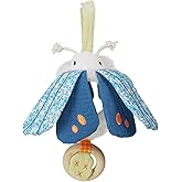 Manhattan Toy Folklore Plush Luna Moth Soft Tactile Baby Travel Toy with Crinkle Fabric Wings, Baby Mirror and Wooden Teether Ring