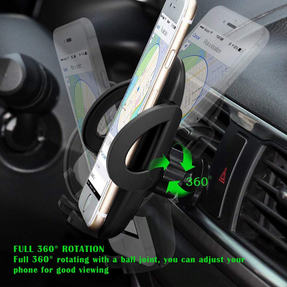 Phone Holder for Car Air Vent, Volport Car Mount Quick Easy Release Button and 360 Degree Rotation Cradle for Phone X 8 8 Plus 7 7 Plus SE 6s 6 Plus 6 5s Samsung Galaxy S9 8 6 LG Nexus Sony Huawei
