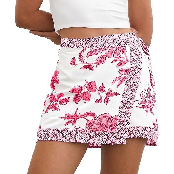 Amazon.com: YOLAI Women Floral Printed High Waist Mini Skirt