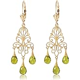 14k Yellow Gold Chandelier Earrings with Natural Peridots