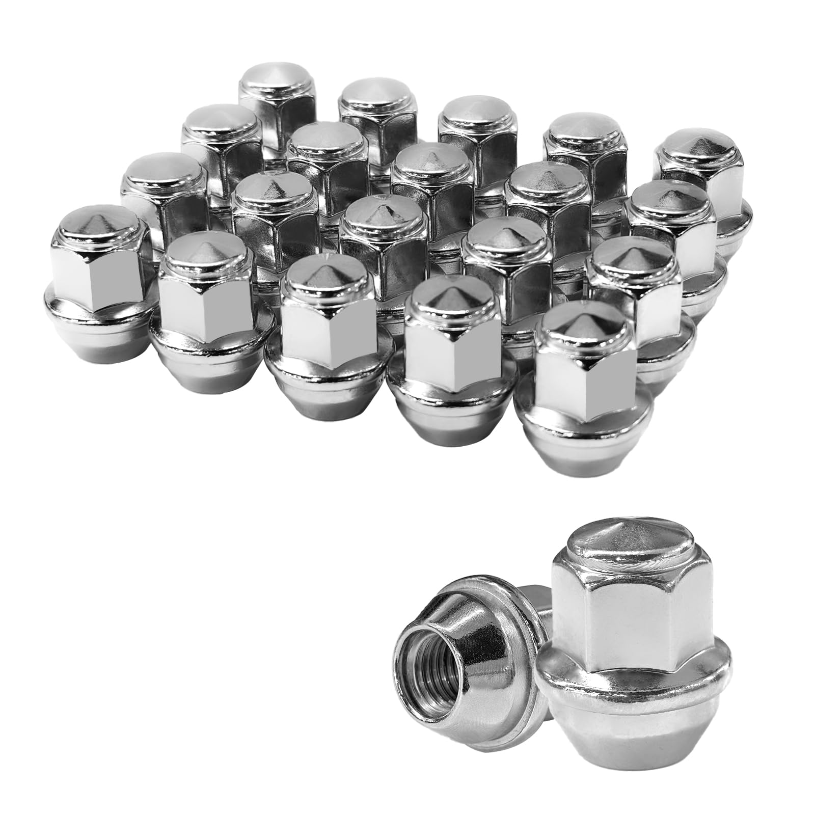 Photo 1 of TAGMORE M12X1.5 Lug Nuts - 20pcs OEM Wheel Lug Nuts Compatible with 2009-18 Focus/2012-18 Fusion/2013-2020 Escape/2018+ EcoSport/2011-19 Fiesta, Chrome Acorn Wheel Nuts