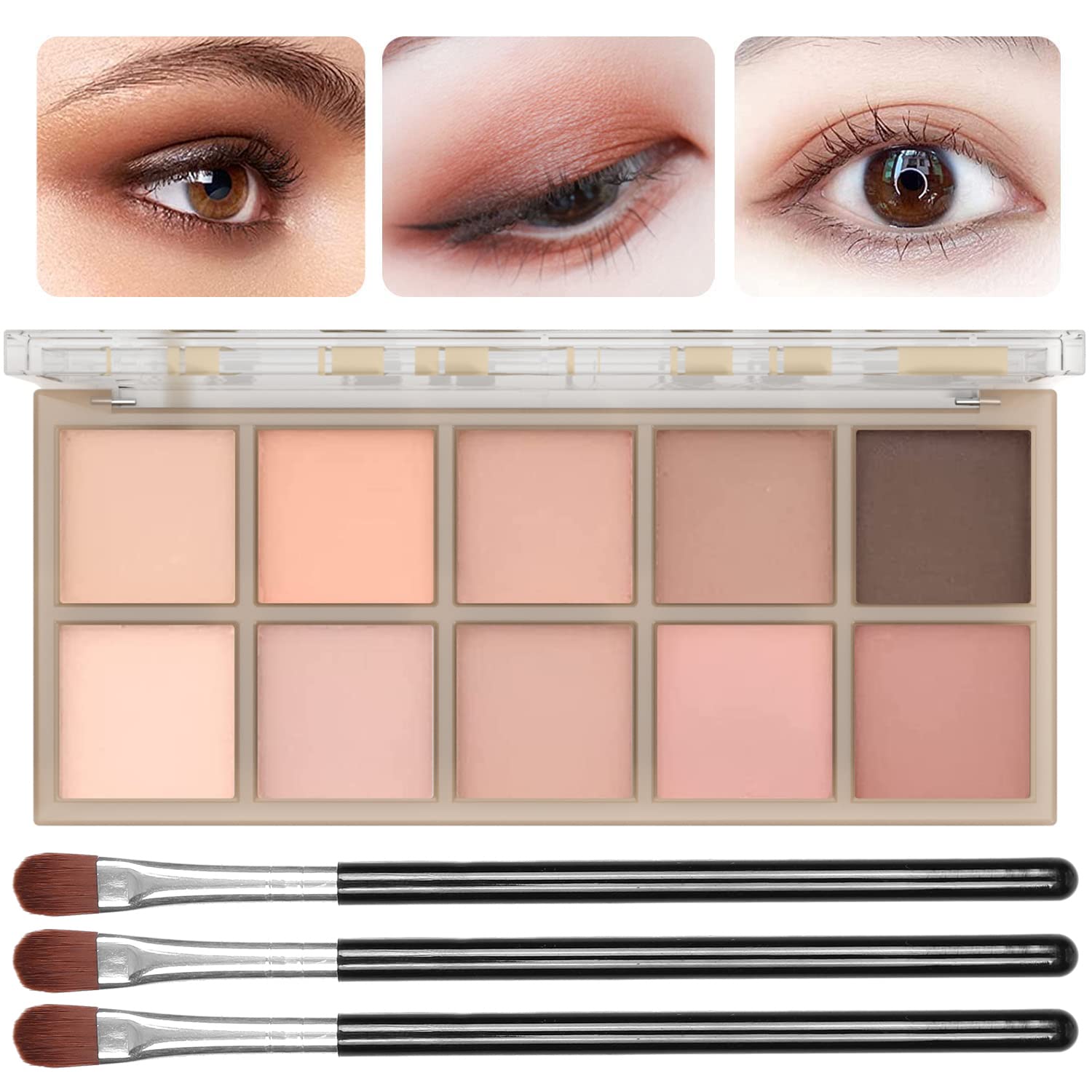 Photo 1 of 10 Colors Eyeshadow Palette Matte Naked Eye Shadow Makeup,High Pigmented, Naturing-Looking, Ultra-Blendable,Long Lasting High Pigment Nude Eyeshadow with 3 Eyeshadow Brush(Milk Tea)