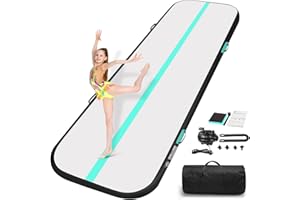 ZAFIED Air Gymnastics Tumbling Mat, 6.6ft/10ft/13ft/16ft/20ft Inflatable Track Mat for Home/Outdoor Training, 4 inch Thick Gym Mat with Electric Pump for Kids & Adults