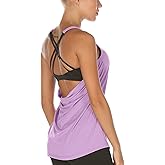 icyzone Workout Tank Tops Built in Bra - Women's Strappy Athletic Yoga Tops, Exercise Running Gym Shirts