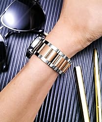 BINLUN Thick Stainless Steel Watch Band Metal Heavy