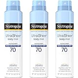 Neutrogena Ultra Sheer Body Mist Sunscreen Spray Broad Spectrum SPF 70, Lightweight, Non-Greasy & Water Resistant, Oil-Free &