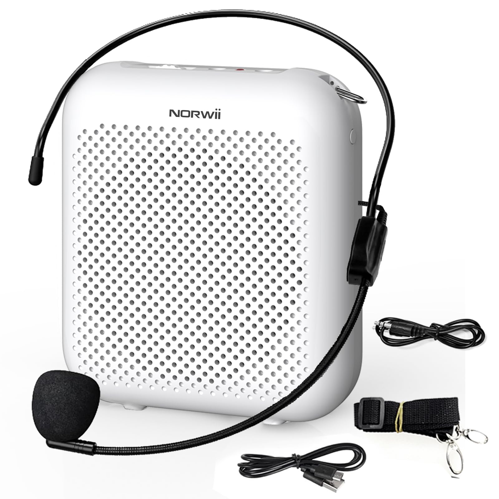Photo 1 of Norwii Bluetooth Voice Amplifier, Power Amplifiers, Portable Mini Wired Microphone Headset for Teacher Classroom & Outdoor Lectures, Teaching, Tour Guides, USB-C Rechargeable - 4000mAh, White