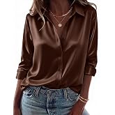 Zeagoo Womens Tops Long Sleeve Satin Silk Button Down Shirts Dressy Blouses | Business Casual Outfits, Fall Clothes, Button Up Shirts, Work Office Outfits, Professional formal Tops
