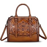 Genuine Leather Satchel for Women Embossed Leather Top Handle Bags Handmade Purse Vintage Crossbody Handbags Hobo Bag