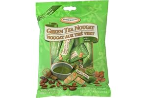 Golden Bonbon Italian Soft Almond Nougat Candy, Individually Packed Chewy, Gluten Free Nougat, Full of Almonds, Halal Candy (3.53 Oz, Almond Green Tea)