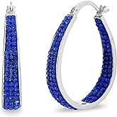 Devin Rose Oval Inside Outside Hoop Earrings for Women Faceted Sparkle Crystals