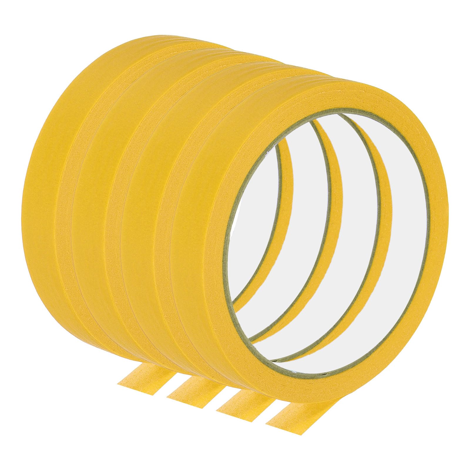 PATIKIL Masking Tape 0.6 Inch Wide, 4 Roll 22 Yard Painters Tape Bulk No Residue Craft Tape for Wall Painting Labeling Car Painting Home DIY Flower Crafts Decoration, Yellow