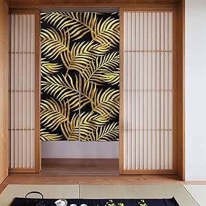 Nonebrand - Cortina para puerta de cocina, color dorado y negro, con