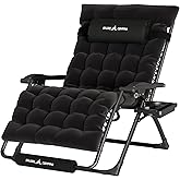UDPATIO Oversized Zero Gravity Chair 33In XXL Patio Reclining Chair with Cushion, Outdoor Folding Recliner with Pillows|Cup H