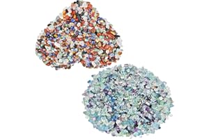 SUNYIK Fluorite/Assorted Stone Chips Stone Crushed Healing Crystal Quartz Rocks Reiki Decoration Irregular Shaped, 0.1"-0.5", 0.5lb, Pack of 2