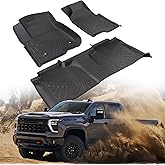 CreekT® for Chevy Silverado for GMC Sierra Floor Mats 2019-2025 2026 (Crew Cab Only, Fit with Rear Under-Seat Storage), All Weather Floor Mats for 1500/2500HD/3500HD Bucket Seating Accessories