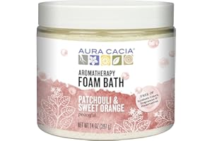 Aura Cacia Aromatherapy Foam Bath, Peaceful Patchouli and Sweet Orange, 14 ounce jar