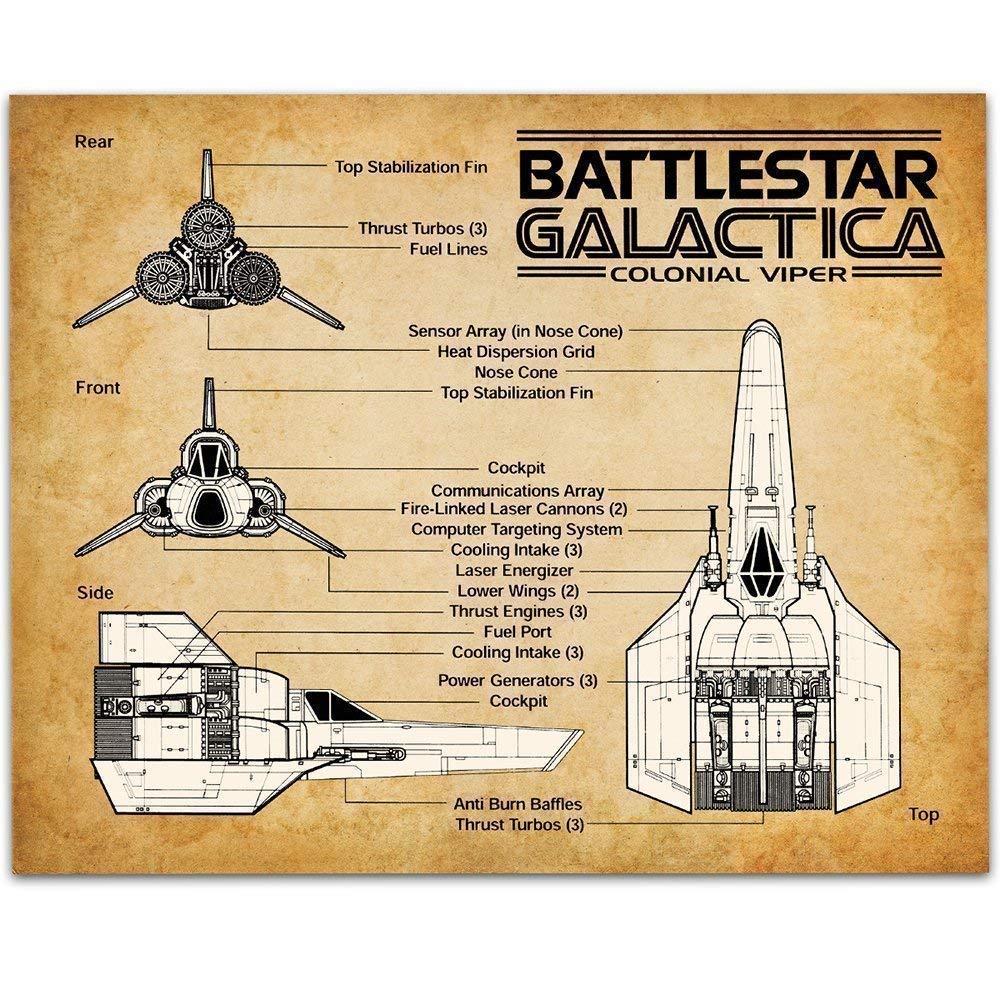 Battlestar Galactica Colonial Viper - 11x14 Unframed Patent Print - Great Game Room Decor Under $15