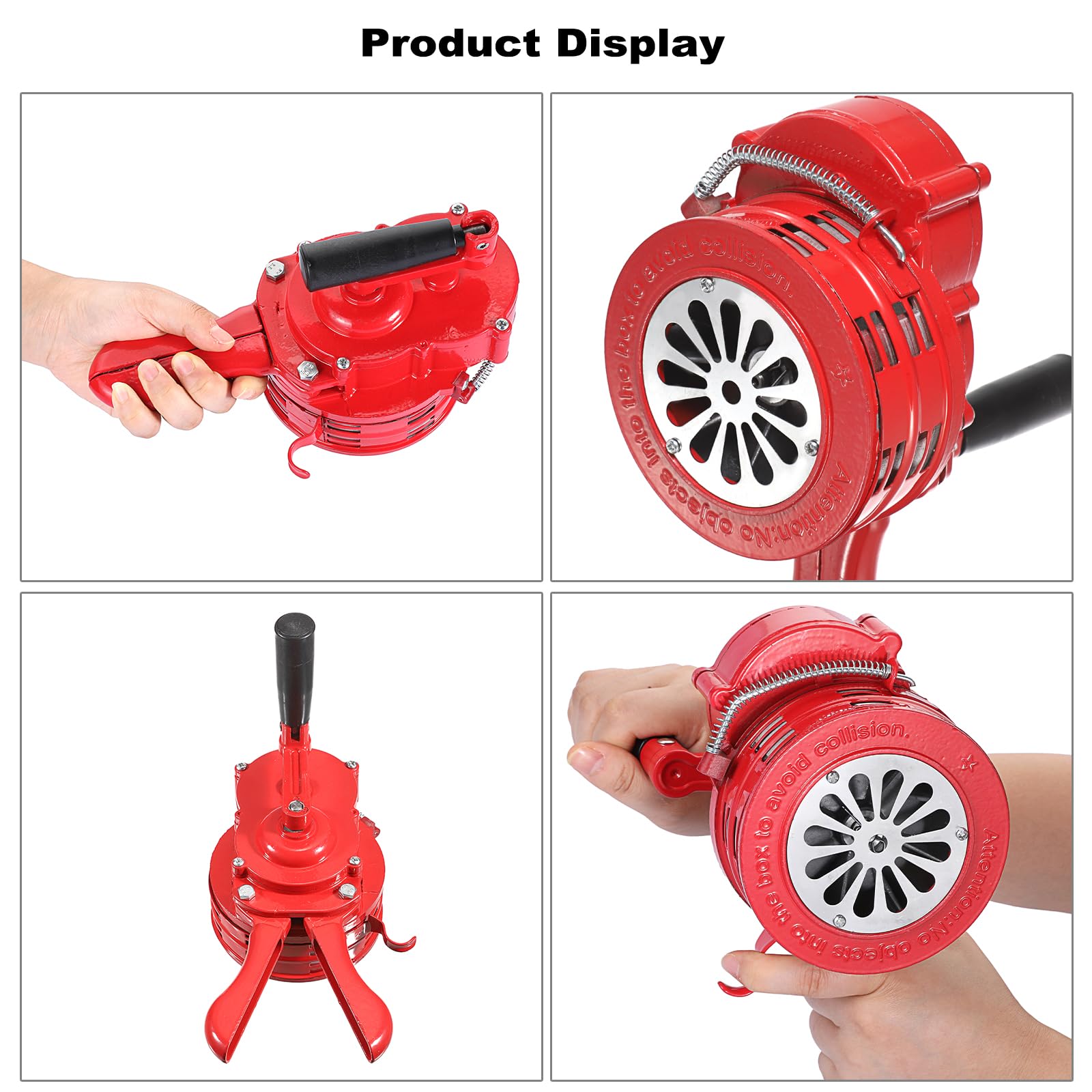 Sumnacon Hand Crank Siren Manual Operated Air Raid Siren with Foldable Handle for Sporting Events, Emergency Sturdy Waterproof Aluminum Alloy Tornado Sirens Portable Loud Volume Emergency Sirens, Red