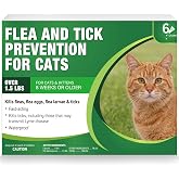 Plus Cat Flea and Tick Treatment | 6-Month Supply, Over 1.5 lbs | Flea Treatment for Cats &amp; Kittens | 24-Hour Activation, Waterproof, 30-Day Protection