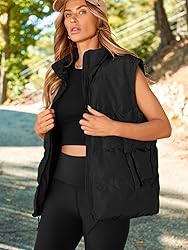 AUTOMET Puffer Vest Women Sleeveless Winter Zip Up