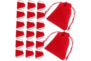 Generic 20pcs Small Red Drawstring Jewelry Pouches Soft Storage Bags for Travel Gift Packaging Party Favors