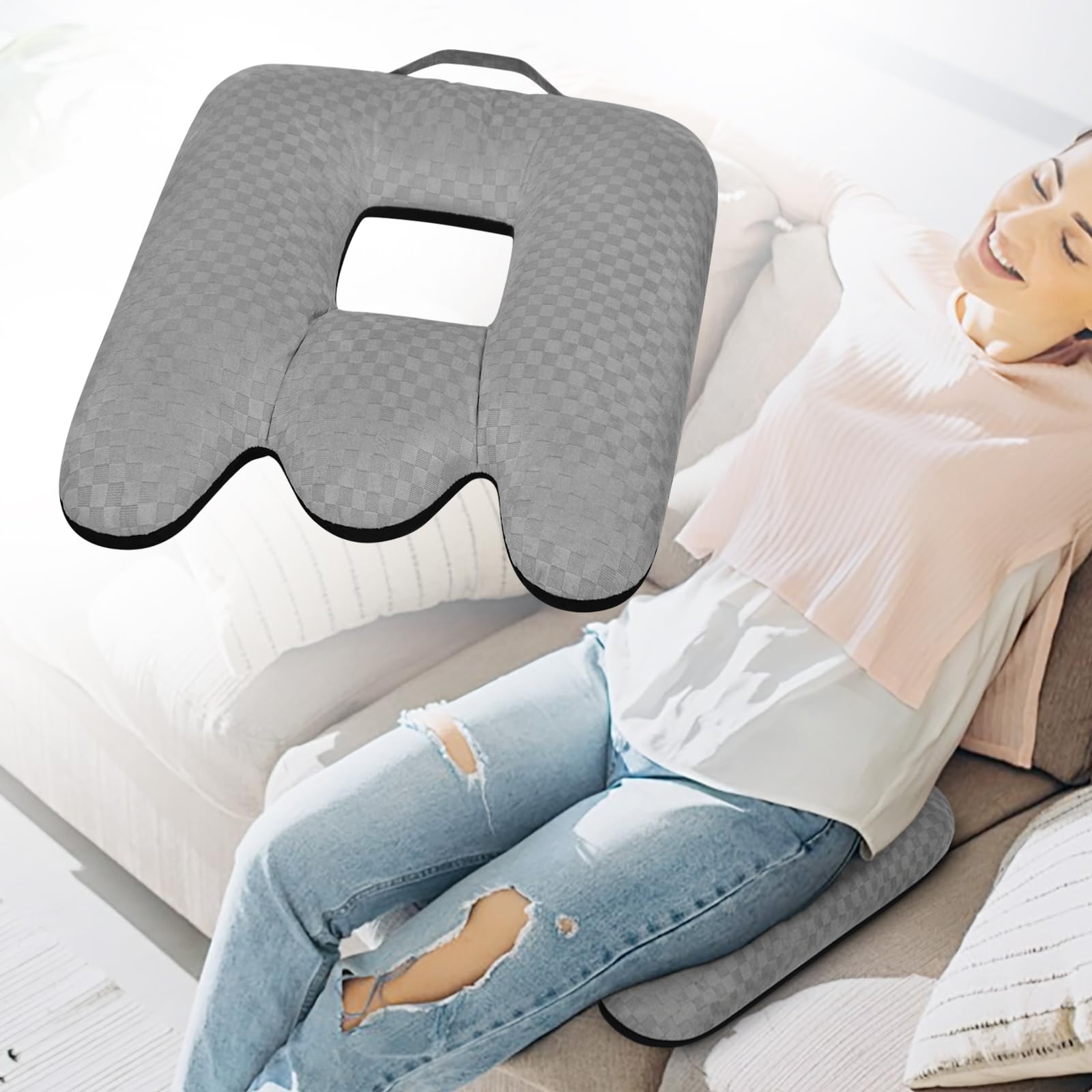 Photo 1 of Tailbone Pain Relief Cushion - Orthopedic Coccyx Pillow for Bed Sores, Hemorrhoids & Recovery | Breathable Seat Pad for Office Chair, Car & Wheelchair (Gray)