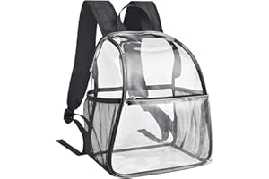 Bagenius Clear Backpack for Stadium Events 12x6x12 Clear Bag for Sports Concerts Work Travel, Black-2