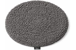 Round Bathroom Mat, 24 Inch, Soft Chenille, Ultra Absorbent, 100% Cotton Backing (Grey)