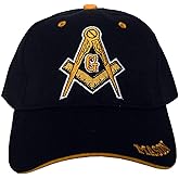 Black Duck Brand Freemason 3D Embroidered Adjustable Baseball Hat/Cap (Black & Yellow) (1)