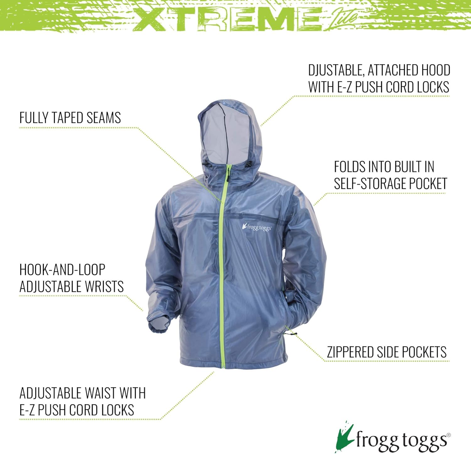 FROGG TOGGS Mens Xtreme Lite Packable Waterproof Breathable Rain Jacket: Clothing