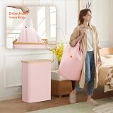Lifewit 50L Slim Laundry Basket with Lid Pink Narrow Folding 4 Rods view 4