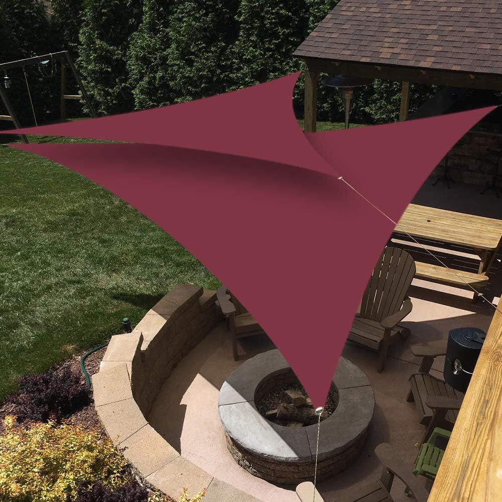 HEYOMART Sun Shade Sail Waterproof 3.6x3.6x3.6m Triangle, 98% UV Block PES for Garden Patio Sunscreen Canopy Sunsail with Free Ropes, Burgundy